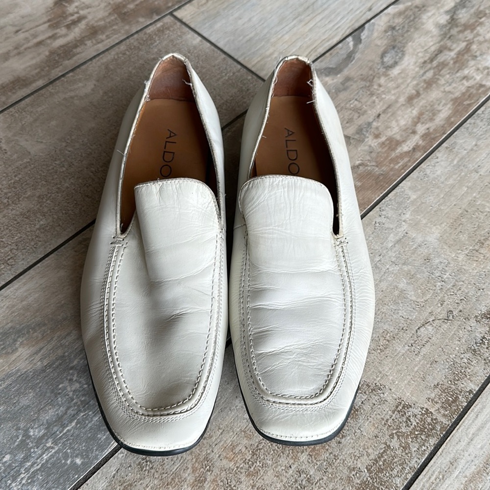 Aldo white leather loafer